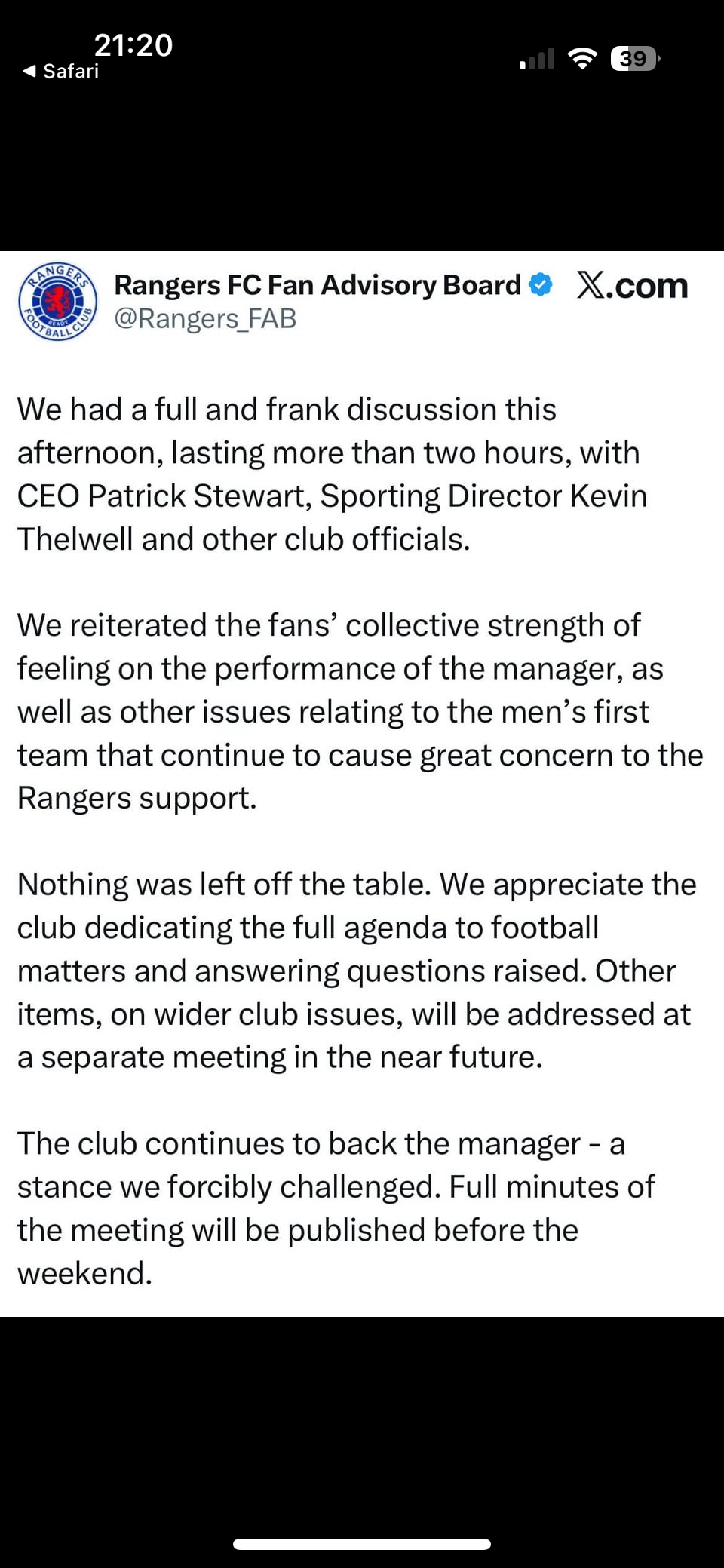 Rangers Advisory Board Meeting